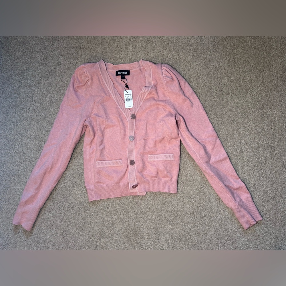 Express Pink Button-Up Sweater BNWT